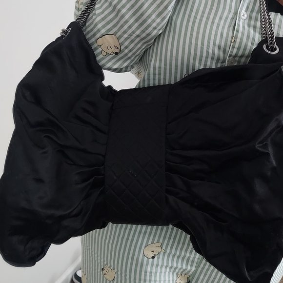 Chanel Black Satin Jumbo Bow Chain Shoulder Bag - Picture 12 of 12